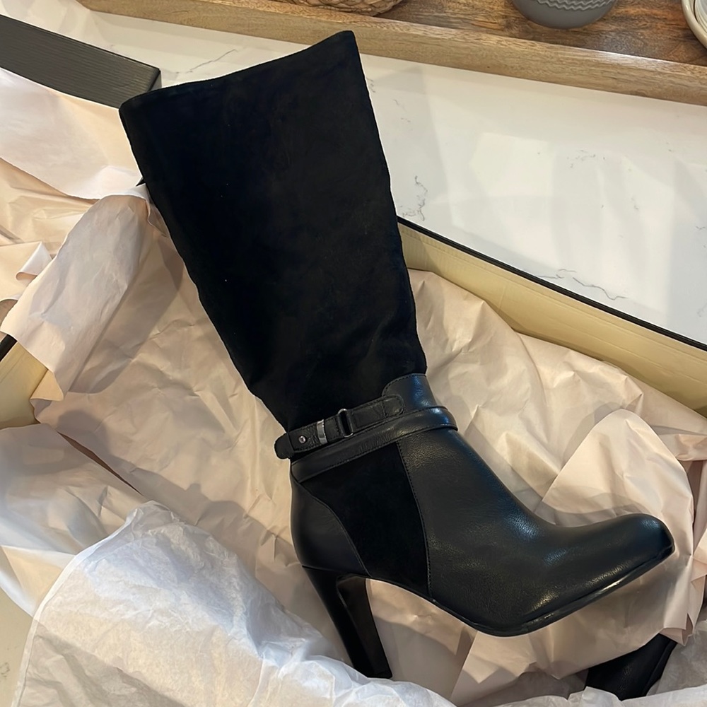 Talbots black heeled suede boots Bobbi6